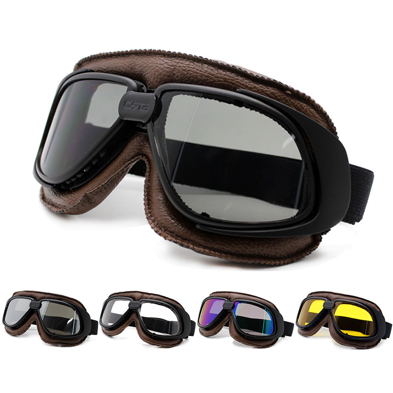 Vintage Cycling Gear - แว่นตา Roaopp สำหรับรถมอเตอร์ไซค์คลาสสิก แว่นตานักบินวินเทจ แว่นตาหนังสำหรับขี่มอเตอร์ไซค์ ATV