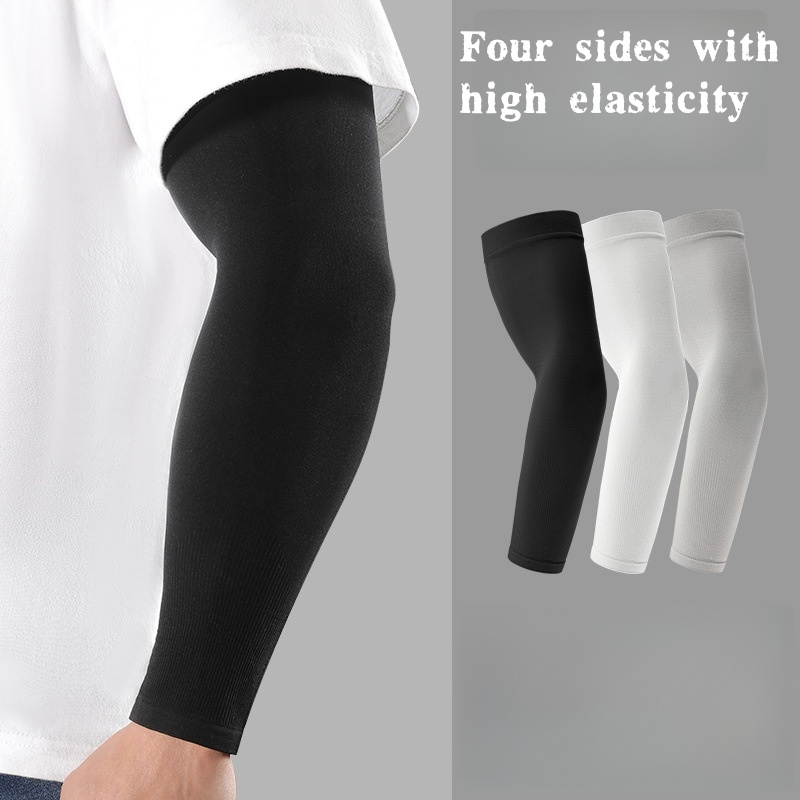 Cycling Gears - ปลอกแขนผ้าไหมน้ำแข็ง 2 ชิ้น ระบายอากาศ ป้องกันรังสียูวี สำหรับผู้ชายและผู้หญิง