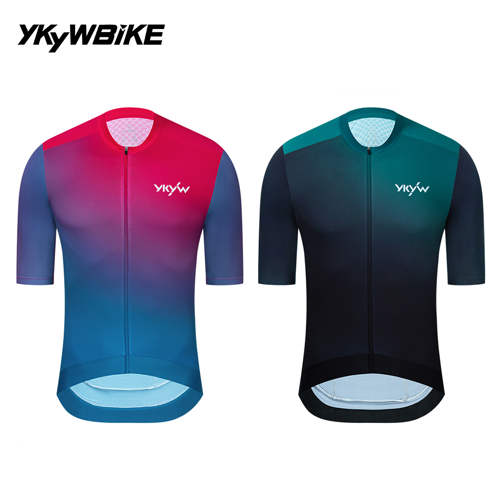 Ykyw Cycling Gear - YKYWผู้ชายแขนสั้นเสื้อเจอร์ซีย์นักปั่นฤดูร้อนแห้งเร็วทนต่อการสึกหรอระบายอากาศไล่โทนสีจักรยานย์เสื้อจักรยานถนน