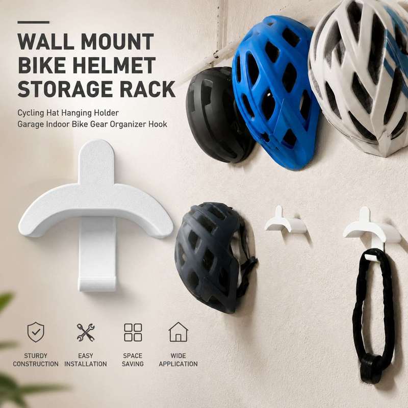 Cycling Gear Wall Storage - ที่แขวนหมวกกันน็อคจักรยานแบบติดผนังในร่ม ตะขอเก็บหมวกจักรยาน ชั้นวางอุปกรณ์จักรยานสำหรับโรงรถ
