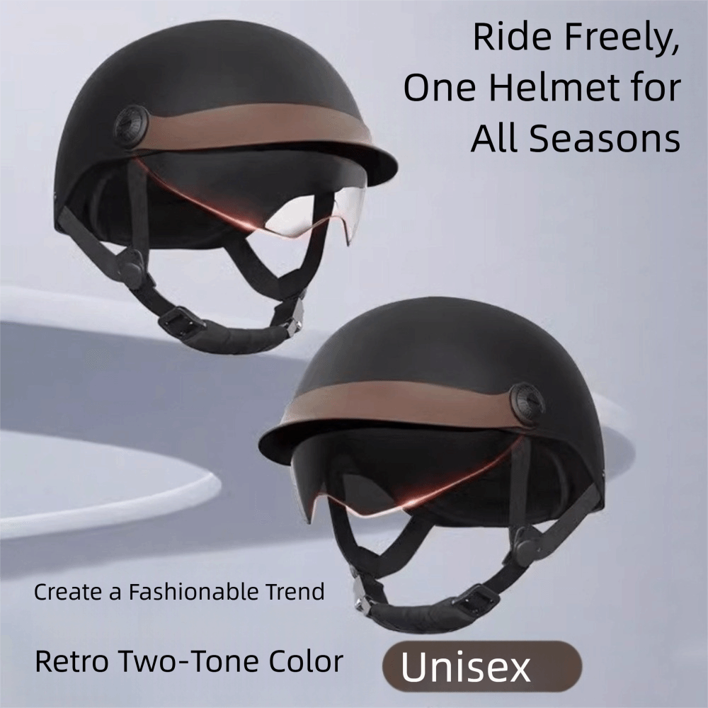 Vintage Cycling Gear - หมวกกันน็อคจักรยานไฟฟ้าแบบวินเทจน้ำหนักเบาพิเศษ ป้องกันการตก กระชับระบายอากาศได้ดี ป้องกันแสงแดด หมวกกันน็อคครึ่งใบสำหรับขี่มอเตอร์ไซค์