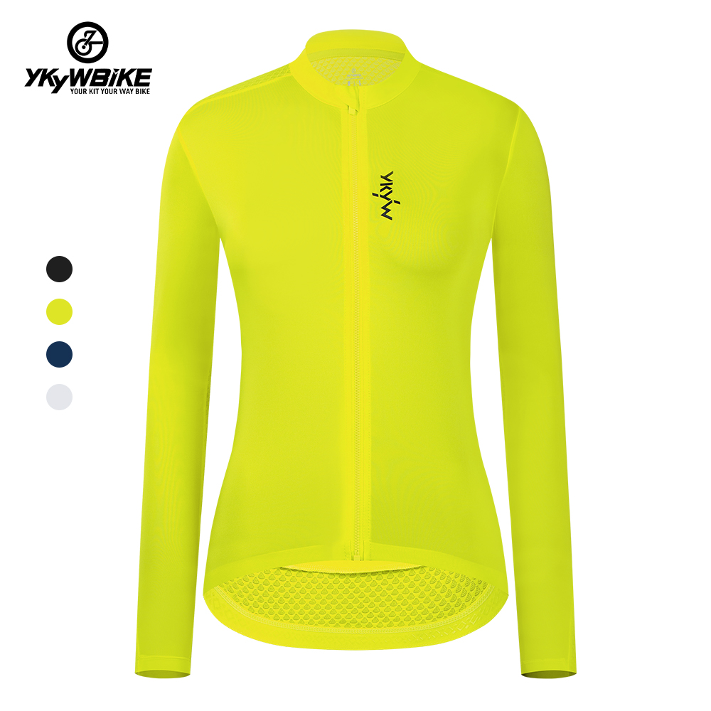 Ykyw Cycling Gear - Ykyw เสื้อกีฬาแขนยาวสำหรับผู้หญิง, เสื้อเจอร์ซีย์ทีมแข่งเสื้อคลุมบางๆวิ่งปั่นจักรยานเสือภูเขามี4สีเสื้อเจอร์ซีย์นักปั่นระบายอากาศได้ดี