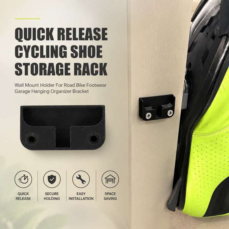 Cycling Gear Wall Storage - ที่แขวนรองเท้าจักรยานแบบติดผนัง ปลดล็อกเร็ว สำหรับจัดเก็บรองเท้าจักรยานถนนในโรงรถ
