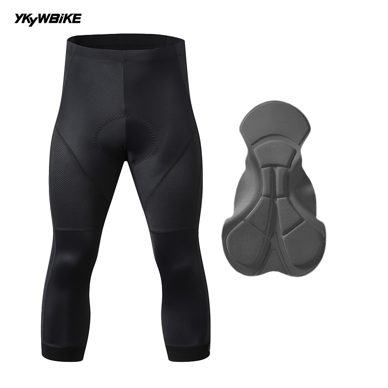 Ykyw Cycling Gear - Ykyw กางเกงปั่นจักรยานเสือหมอบโปรทีม3/4สำหรับผู้ชายชุดปั่นจักรยานเสือภูเขาขาสั้นสีดำกระชับ3/4ระบายอากาศได้ดีใส่กลางแจ้งเสื้อผ้ากีฬา