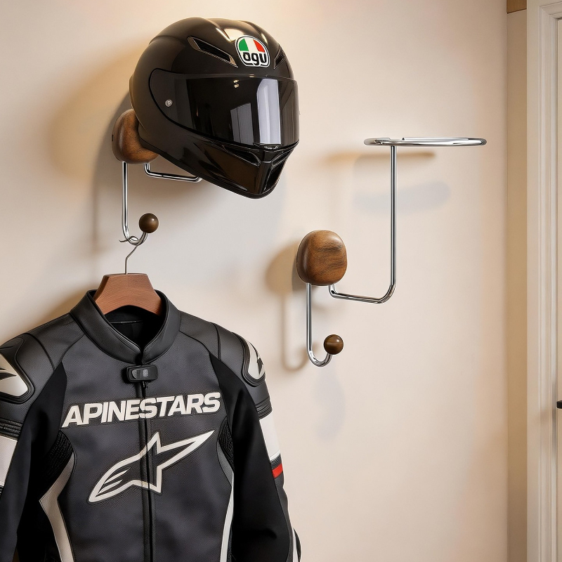 Cycling Gear Wall Storage - ชั้นวางหมวกกันน็อคแบบติดผนัง ไม่ต้องเจาะ แข็งแรงทนทาน ที่แขวนโชว์หมวกกันน็อค อุปกรณ์จัดเก็บติดผนังแบบไม่ต้องเจาะสำหรับบ้าน อุปกรณ์เสริมสำหรับนักปั่นจักรยาน