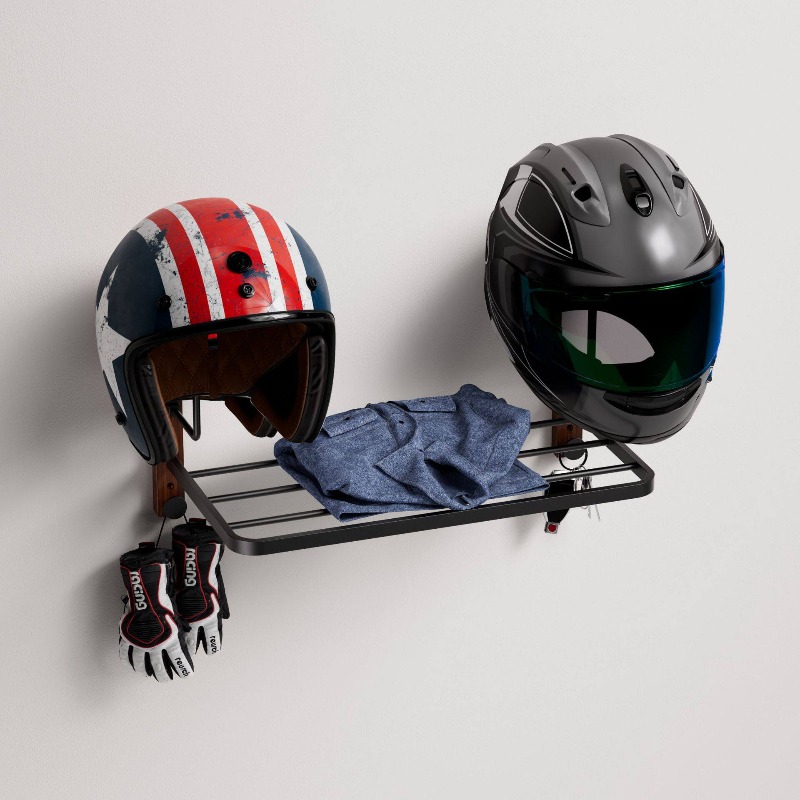 Cycling Gear Wall Storage - ที่แขวนหมวกกันน็อคอเนกประสงค์แบบติดผนัง ชั้นวางอุปกรณ์ปั่นจักรยาน ตะขอแขวน ที่เก็บหมวกกันน็อคมอเตอร์ไซค์